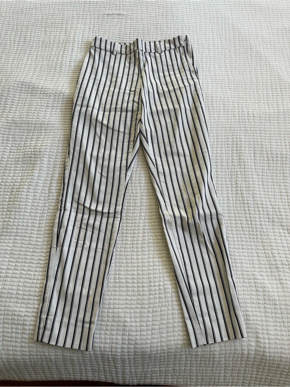 H&M Women’s White Trousers with Black Pinstripes